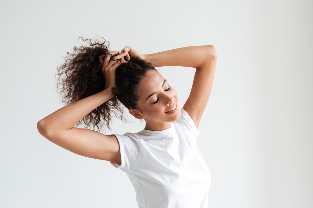 lady playing with her hair